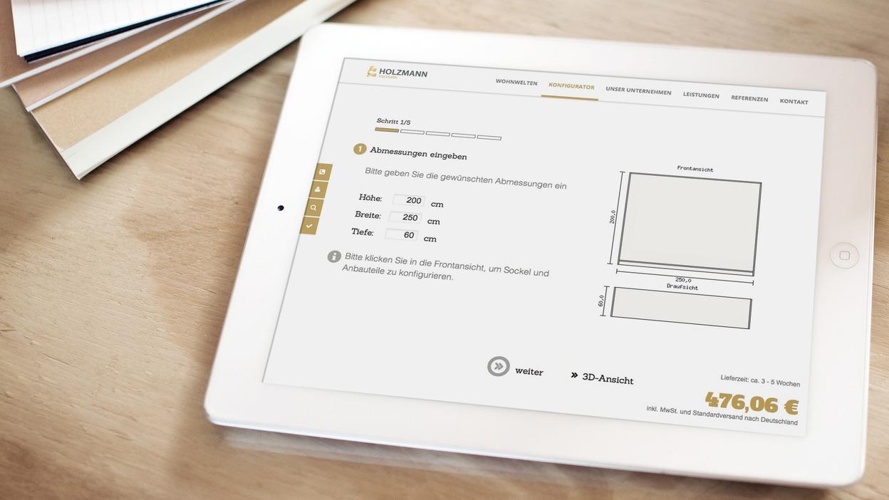 Möbelplaner - online Wunschmöbel planen Möbelplaner Demonstration auf dem IPad